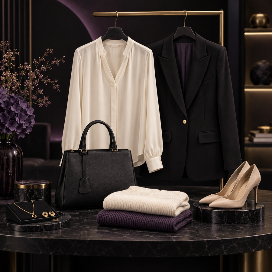 Women's clothing and accessories in a premium boutique setting