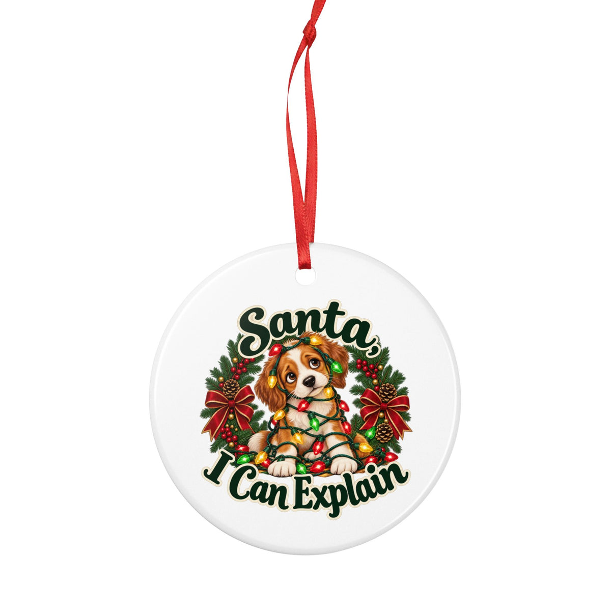 Santa I Can Explain Puppy Ceramic Christmas Ornament — additional product view 4