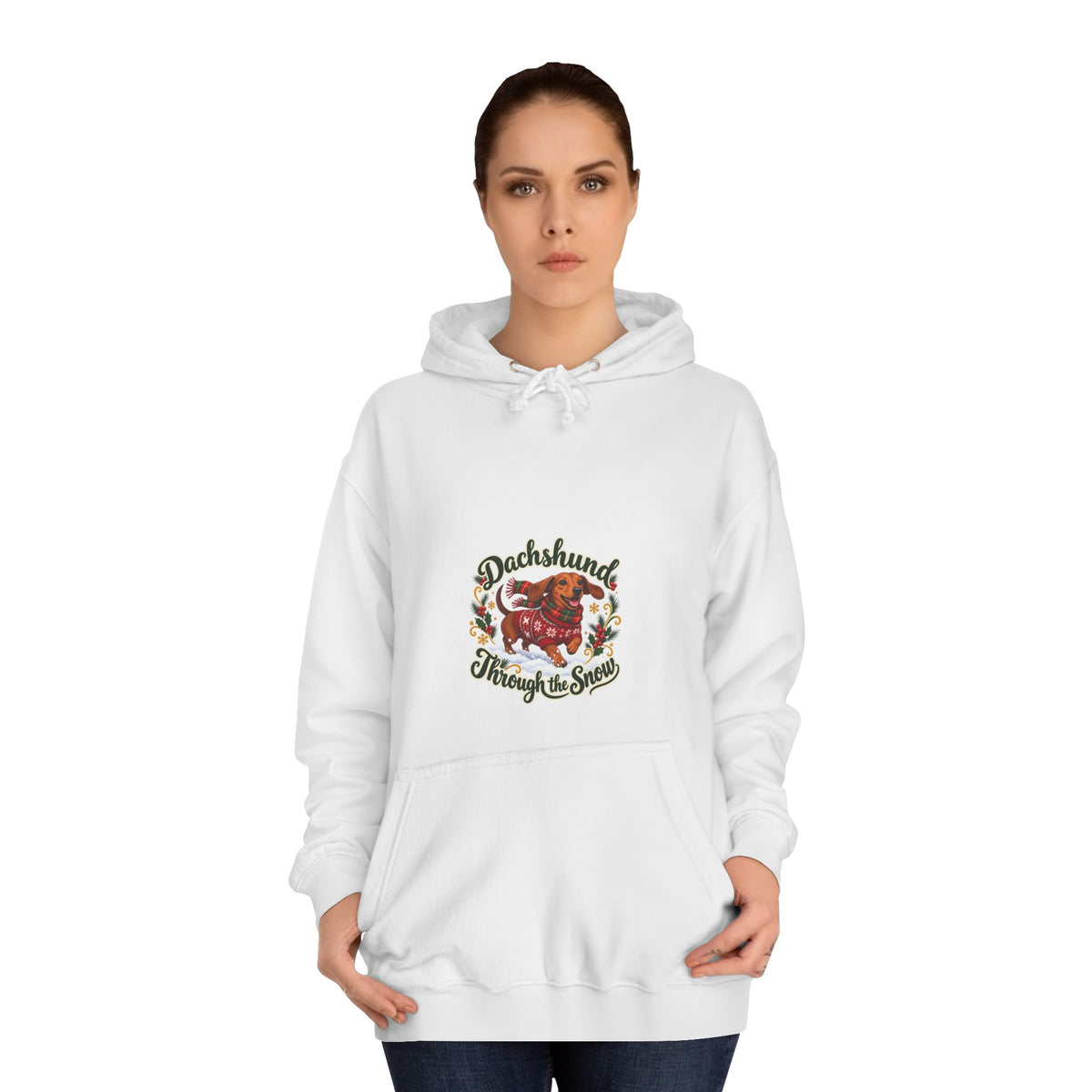Dachshund Through the Snow Christmas Hoodie — additional product view 5