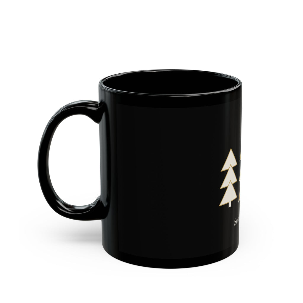 Geometric Christmas Tree Black Ceramic Mug