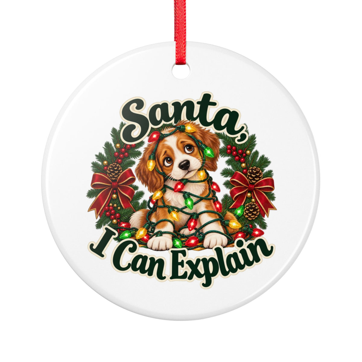 Santa I Can Explain Puppy Ceramic Christmas Ornament — additional product view 2