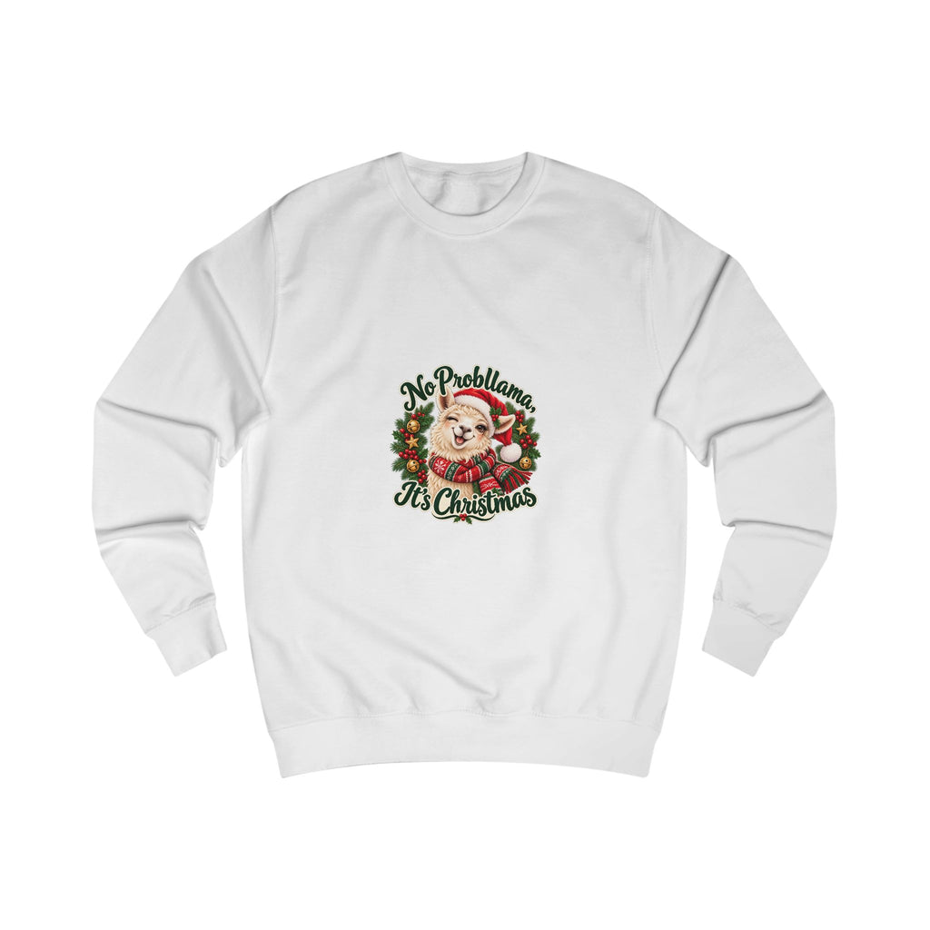 No Probllama Christmas Sweatshirt — front product mockup