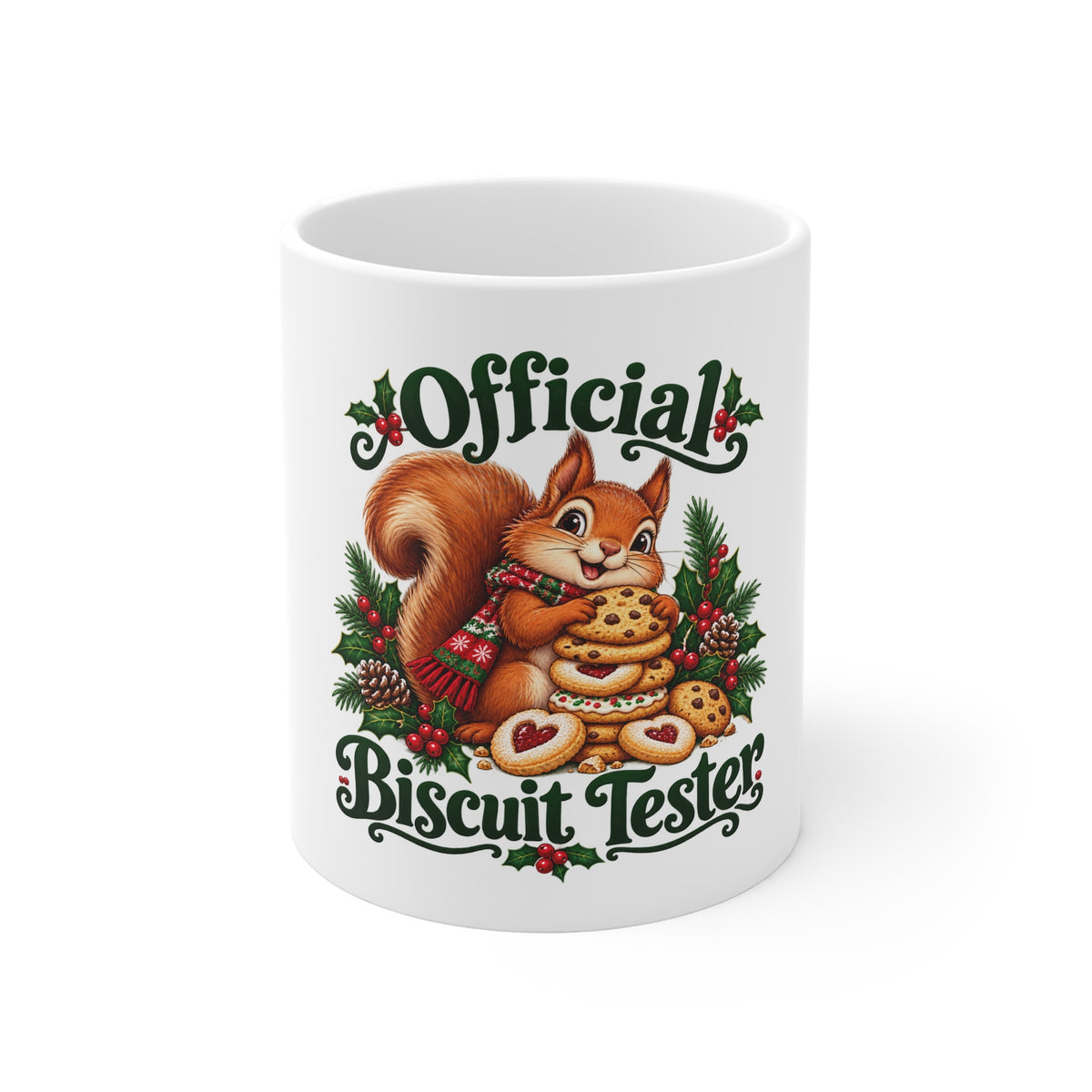 Official Biscuit Tester Christmas Ceramic Mug — front product mockup