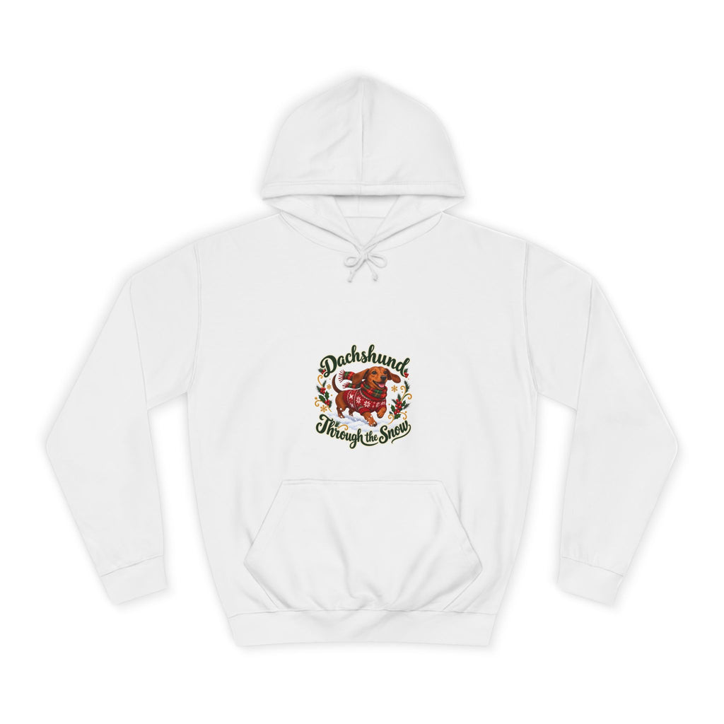 Dachshund Through the Snow Christmas Hoodie — front product mockup