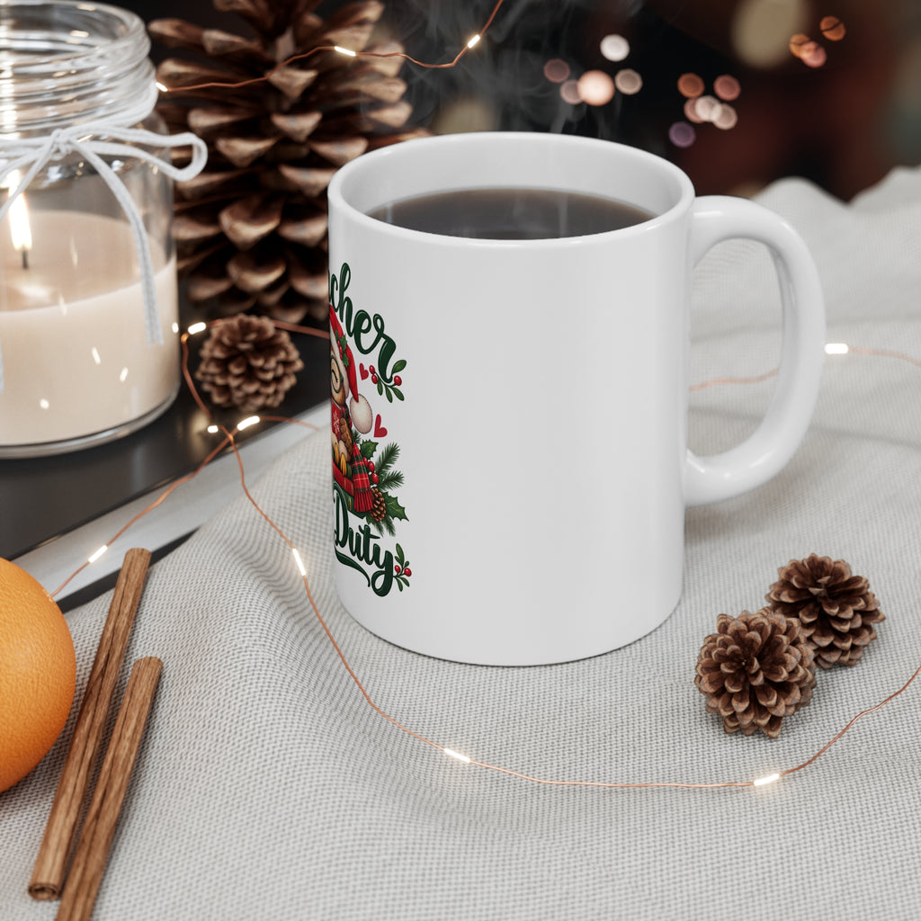 Teacher Off Duty Christmas Ceramic Mug — additional product view 4