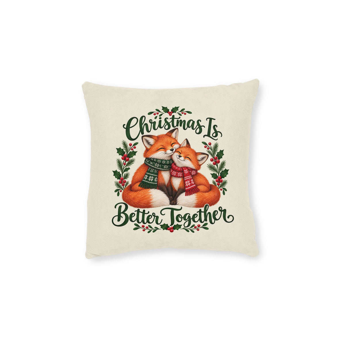 Christmas Is Better Together Fox Cushion — front product mockup