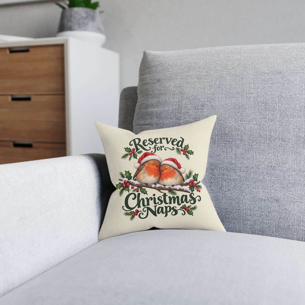 Reserved for Christmas Naps Robin Cushion — additional product view 4