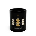 Geometric Christmas Tree Black Ceramic Mug