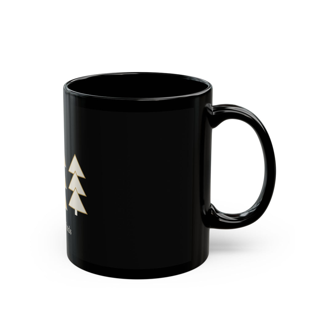 Geometric Christmas Tree Black Ceramic Mug
