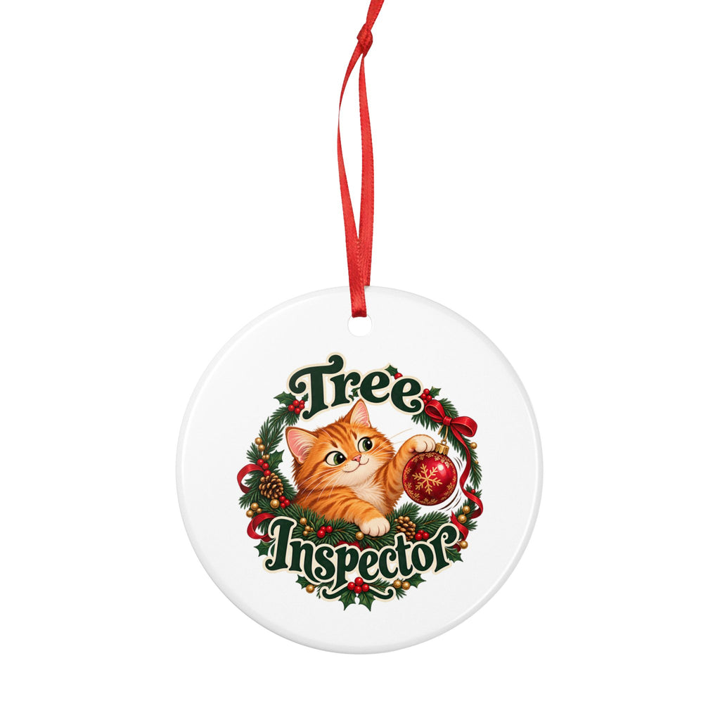 Tree Inspector Cat Ceramic Christmas Ornament — additional product view 4
