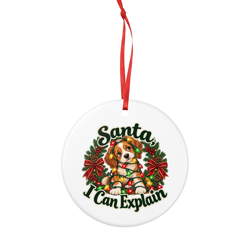 Santa I Can Explain Puppy Ceramic Christmas Ornament — additional product view 3